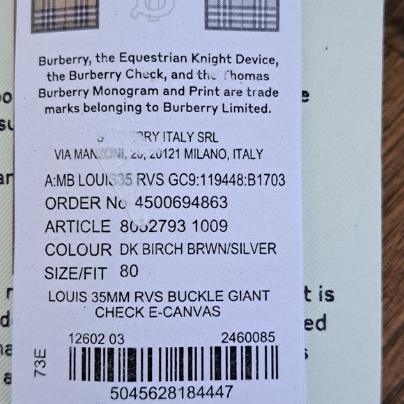 BURBERRY Brown / Black LOUIS 35mm Check Leather REVERSIBLE Belt  Size 80 - Picture 6 of 7